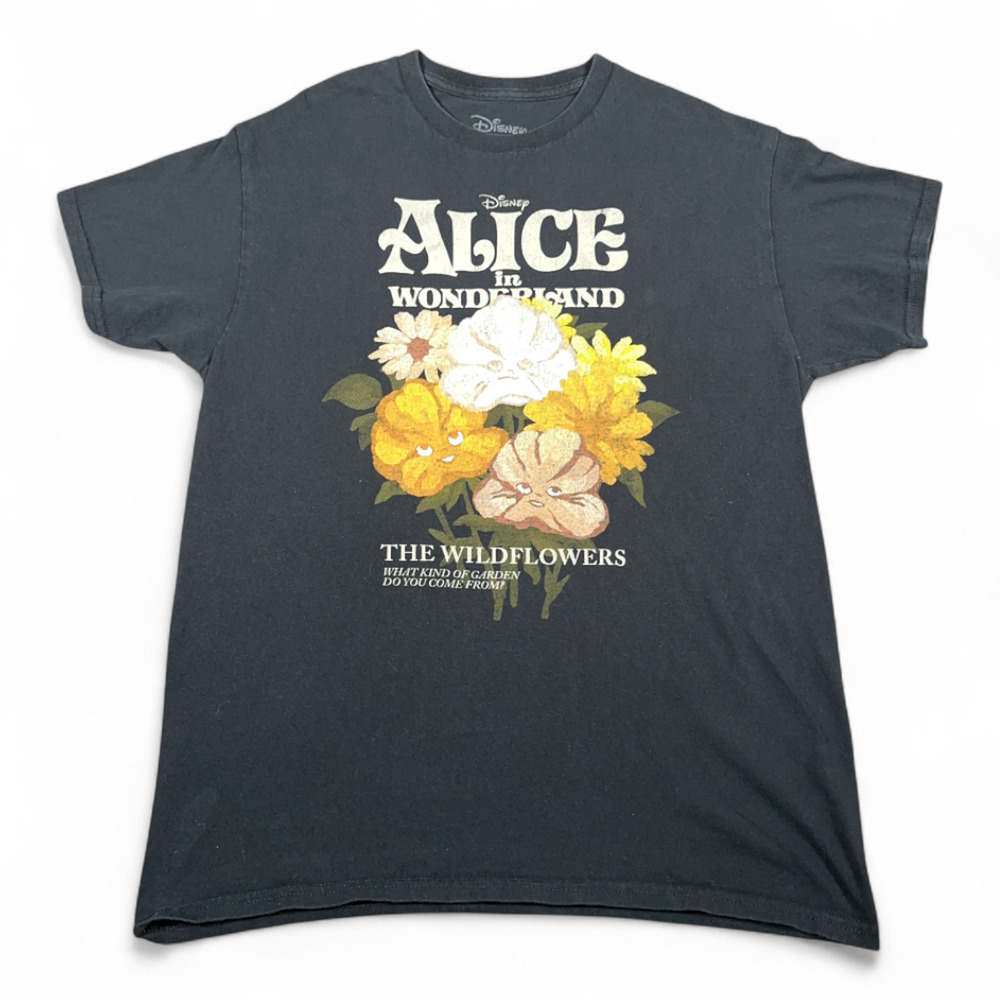 Alice in Wonderland Shirt Adult MEDIUM Black Disney Wildflowers Cartoon Movie